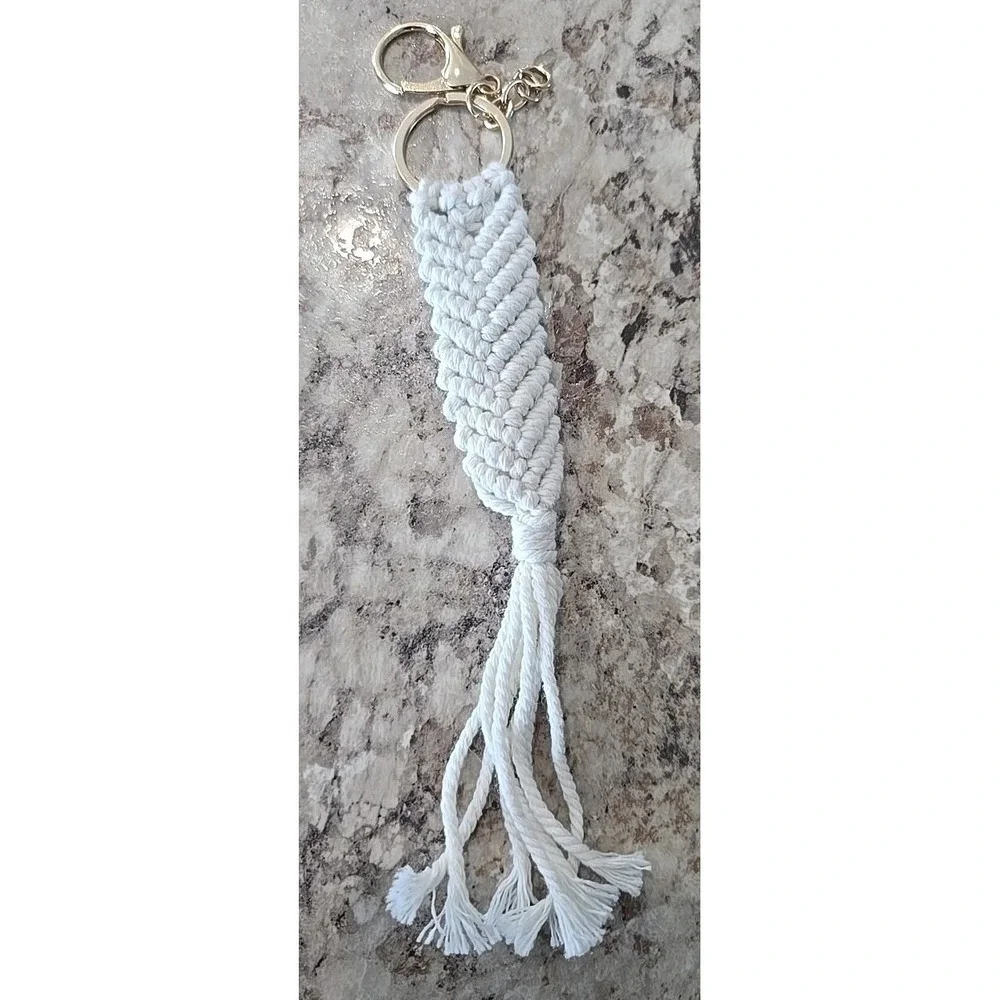 Macrame Keychain - Ivory‎ In Color with Tassel